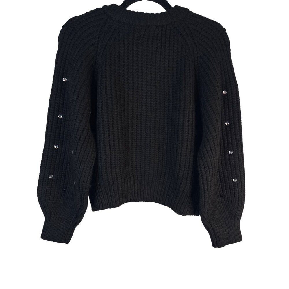 ZARA Kids Black Knit Cardigan Rhinestone Embellished Sleeves 13-14 Years NWT - Picture 15 of 16